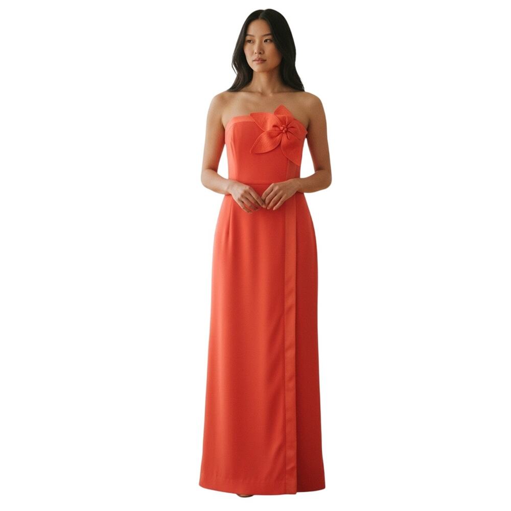 Lilly Pulitzer $298 Anasophia Rosette Strapless Maxi Dress in Cane Coral Size 2
